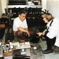 Ontmoeting met Iwao Yamagishi traditioneel inktmaker Nara Japan 2004